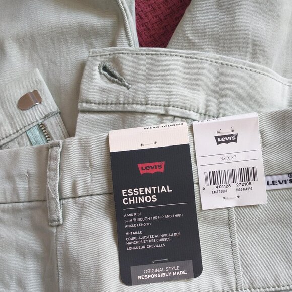Levi's Women's Essential Chino Ankle Pants Mid Rise in Sea Foam Green NWT - Picture 11 of 13